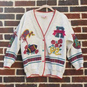 Vintage 90s girls L / Women's XS-S Celebration recess letterman cardigan sweater